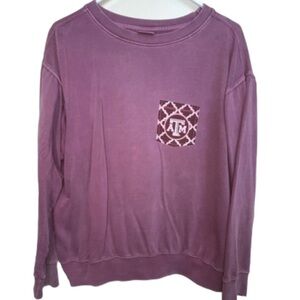 Texas A&M Mauve Crewneck Sweatshirt Washed Cotton Sz M